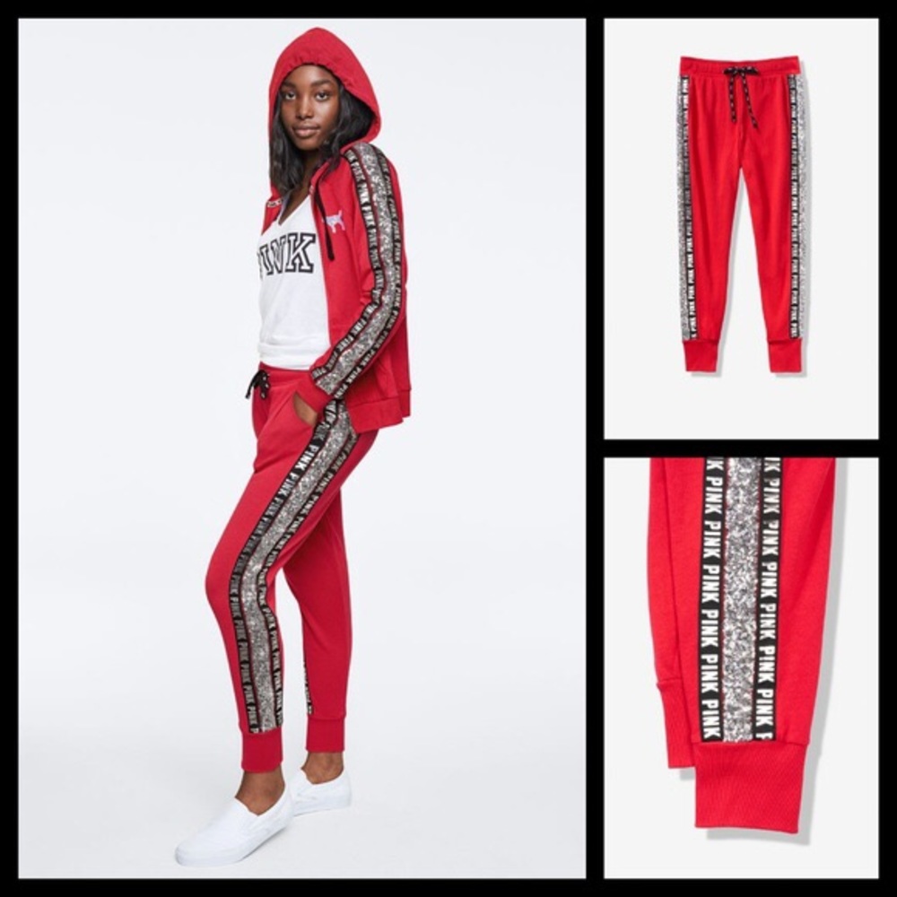 Pink Sequin Bling Skinny Jogger